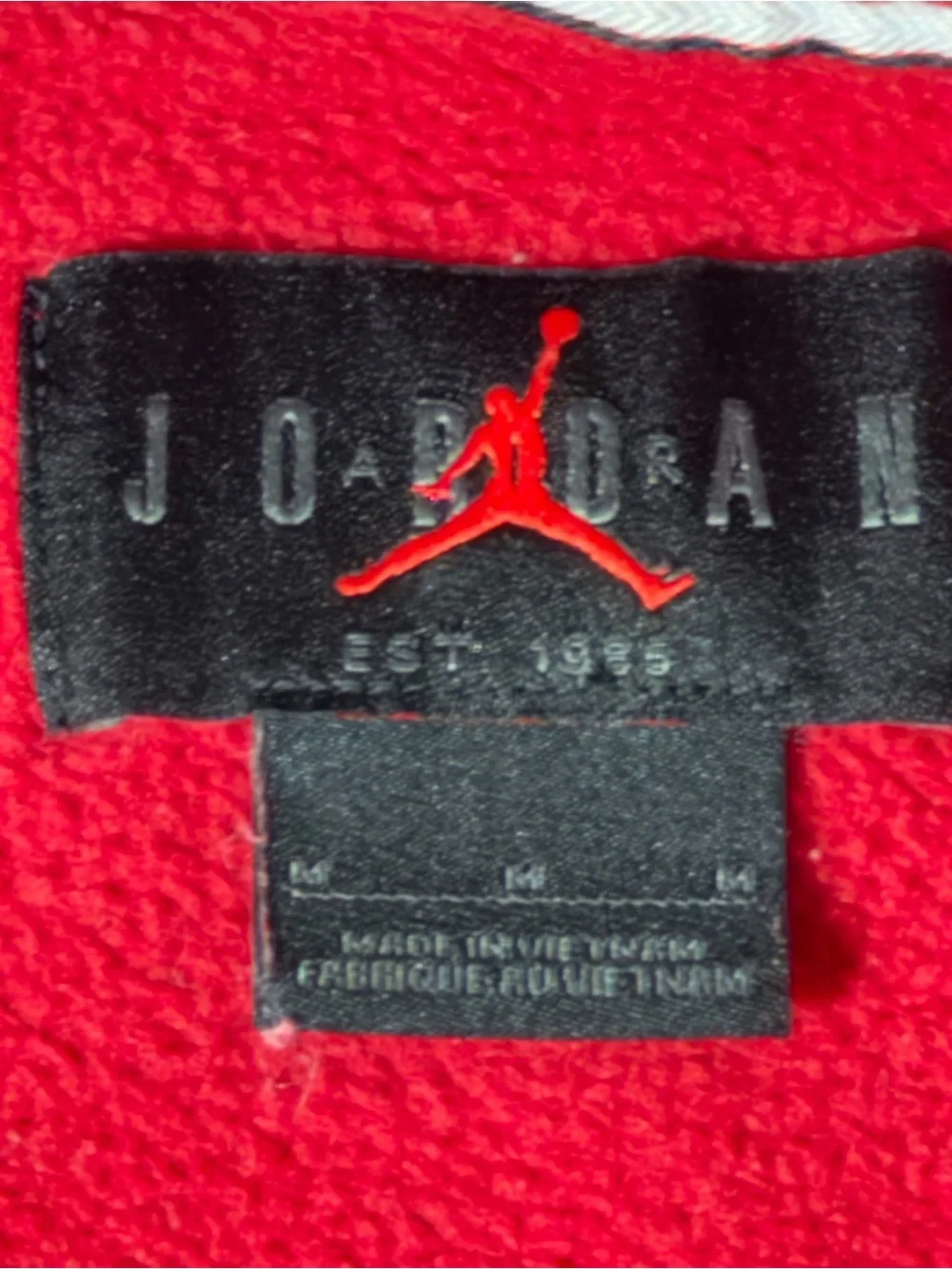 Jordan Red Crewneck Pullover Sweatshirt with Small Black Jumpman